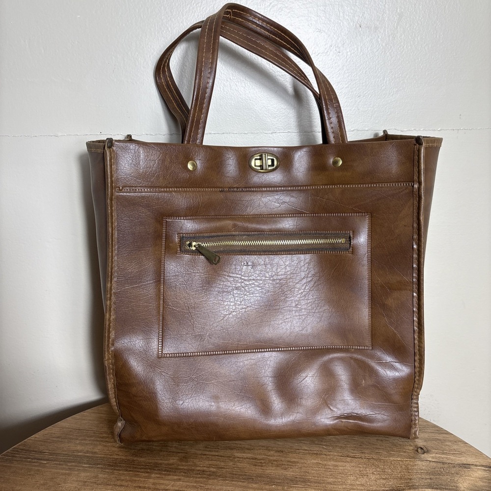 Vintage Tan Purse Tote Handbag - A Few Flaws